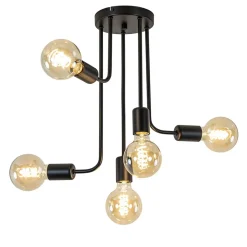 Straluma 5-Lichts plafondlamp pendel mat zwart excl lichtbronnen> Plafondlampen|Industriële Verlichting