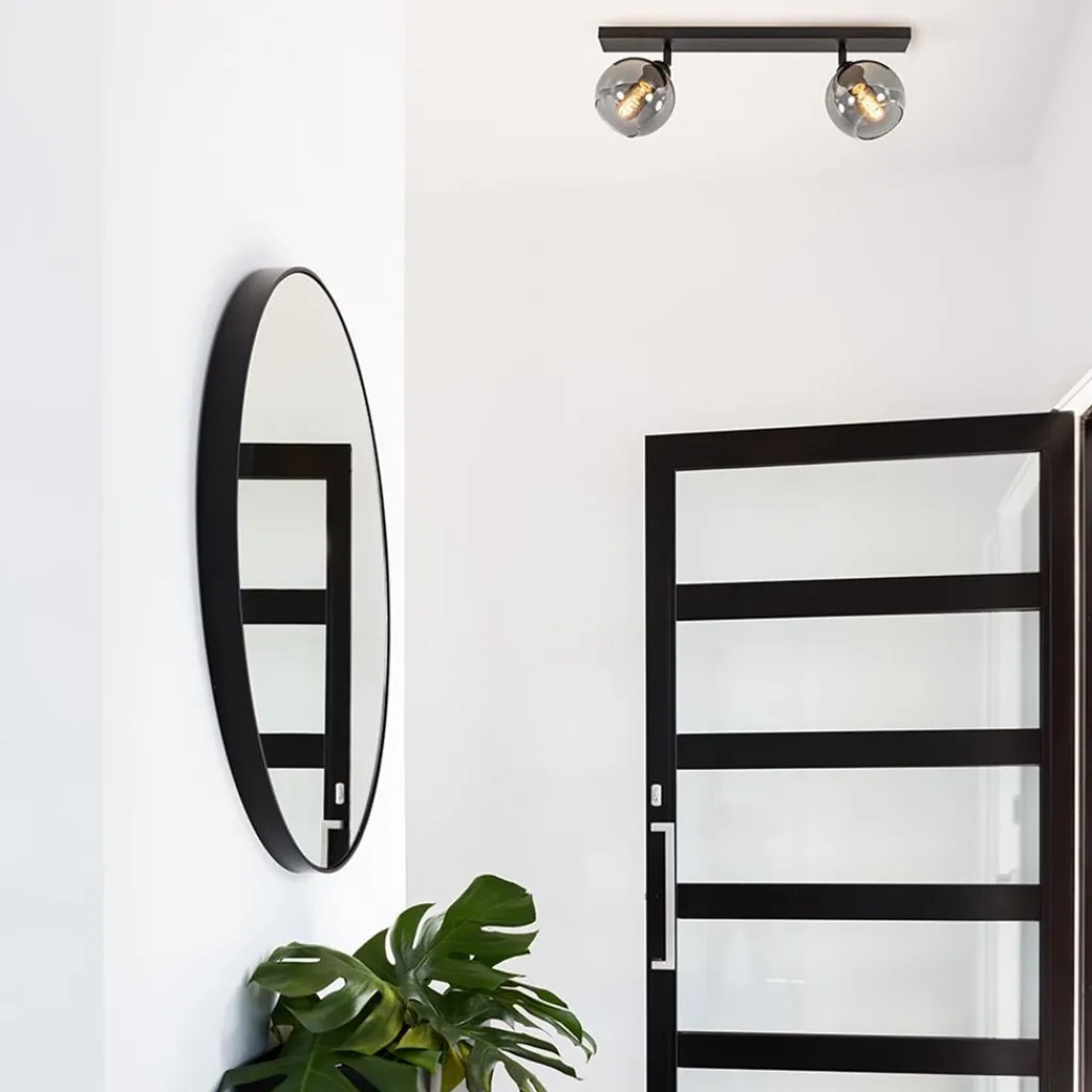 Straluma 2-Lichts plafondlamp smoke glas met zwart> Woonkamerlampen|Slaapkamerlampen