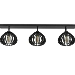 Straluma 3-Lichts plafondlamp zwart met verstelbare houten kappen> Plafondlampen|Botanische Verlichting