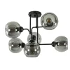 Straluma 6-Lichts plafondlamp zwart met smoke glazen bollen> Plafondlampen|Luxe Verlichting