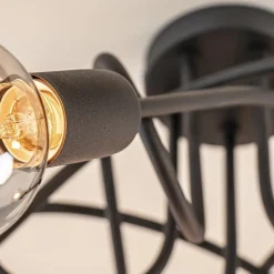 Straluma 5-Lichts retro plafondlamp mat zwart><noscript><img width=