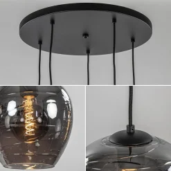 Straluma 5-Lichts ronde hanglamp zwart met smokey glas><noscript><img width=