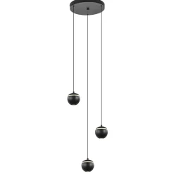 Straluma 3-Lichts ronde LED hanglamp bollen zwart met goud> Hanglampen|Eetkamerverlichting