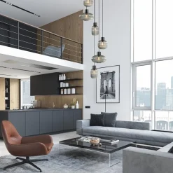 Straluma 6-Lichts vide hanglamp smoke glas met zwarte details><noscript><img width=