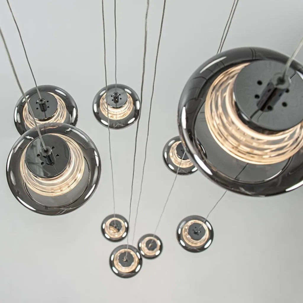 Straluma 10-Lichts videlamp chroom/smoke glas inclusief dimbaar LED> Hanglampen|Videverlichting