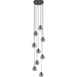 Straluma 9-Lichts videlamp zwart met smoke glazen kappen> Videverlichting|Pendel Lampen