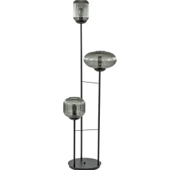 Straluma 3-Lichts vloerlamp met smoke glazen kappen reliëf> Vloerlampen|Luxe Verlichting