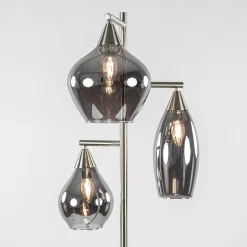 Straluma 3-Lichts vloerlamp nikkel met smoke glazen kappen dimbaar><noscript><img width=