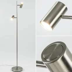 Straluma 2-Lichts vloerlamp nikkel met dimbare spots> Vloerlampen|Leeslampen