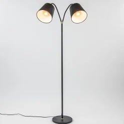 Straluma 2-Lichts vloerlamp zwart/goud met flexibele armen> Vloerlampen|Landelijke Verlichting