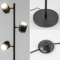 Straluma 3-Lichts vloerlamp zwart/goud met dimbare spots><noscript><img width=