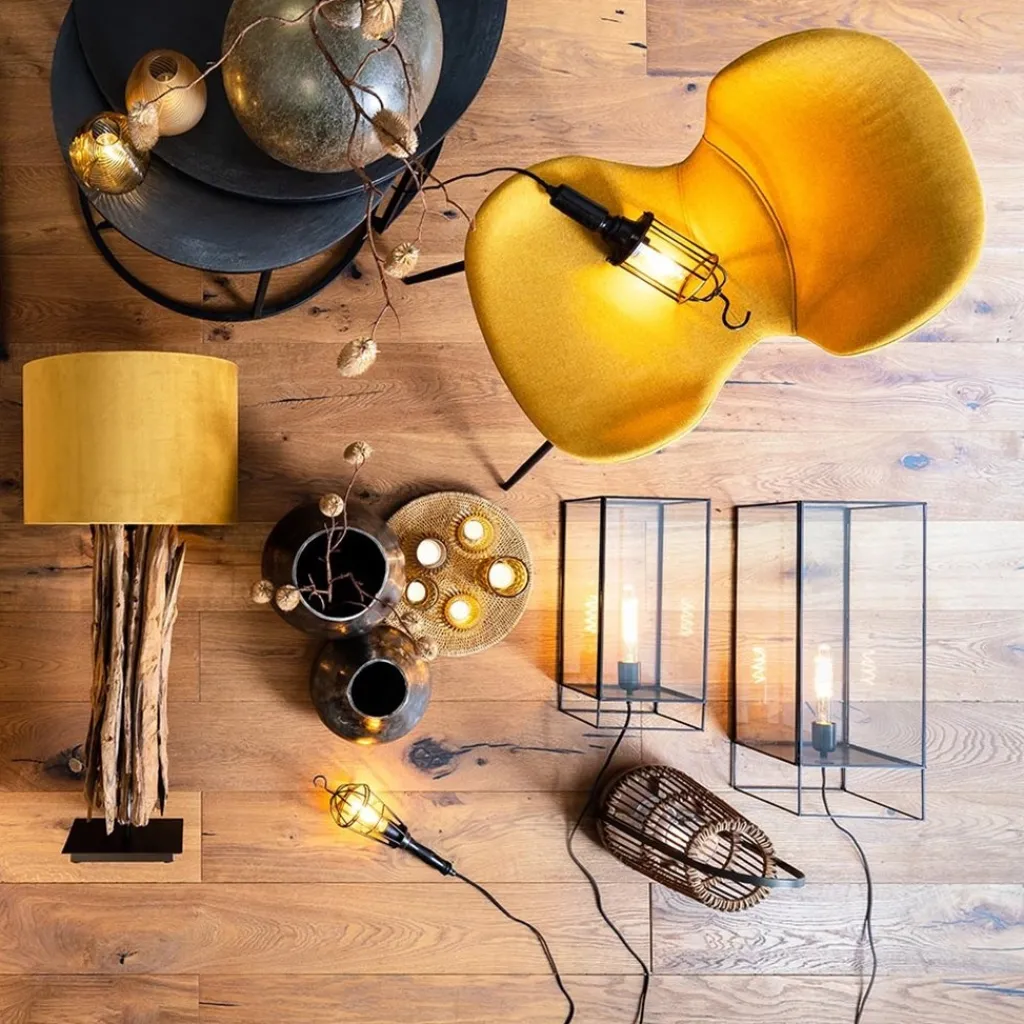 Straluma Light & Living tafellamp Solas zwart met glas> Tafellampen|Light and Living