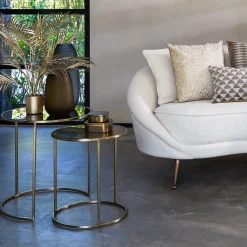 Straluma Light and Living bijzettafel Duarte set van 2 goud met bruin glas><noscript><img width=