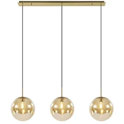 Straluma Light and Living hanglamp Medina 3L goud met amber glas> Eettafellampen|Light and Living
