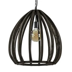 Straluma Light and Living hanglamp Barsia wood dark brown> Eettafellampen|Light and Living