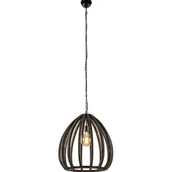 Straluma Light and Living hanglamp Barsia wood dark brown> Eettafellampen|Light and Living