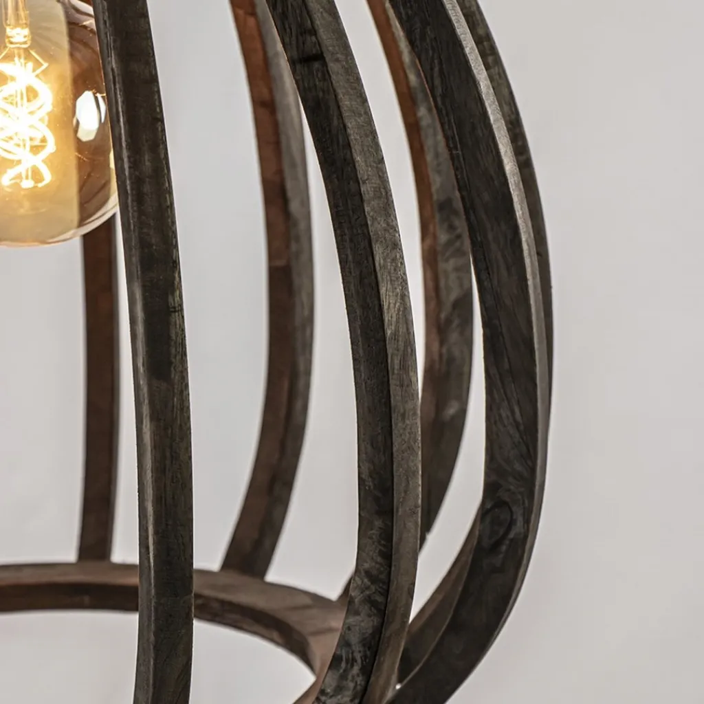Straluma Light and Living hanglamp Barsia wood dark brown> Eettafellampen|Light and Living