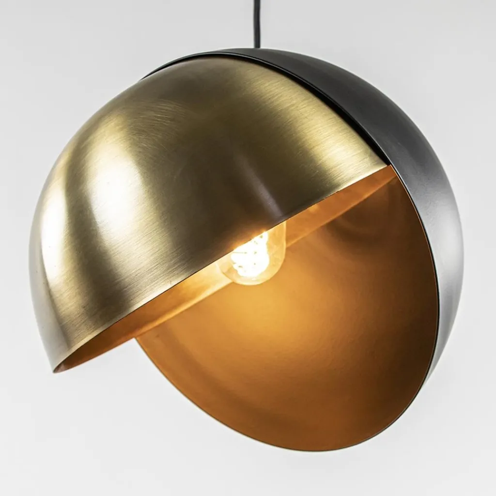 Straluma Light and Living hanglamp Namco zwart met antiek brons> Light and Living|Eetkamerverlichting