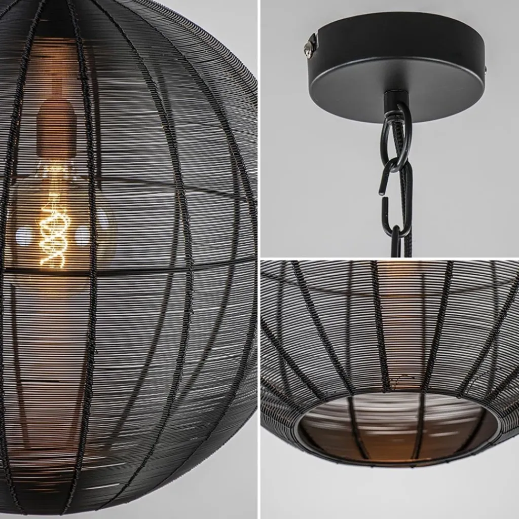 Straluma Light and Living hanglamp Amarah rond mat zwart> Eettafellampen|Draadlampen