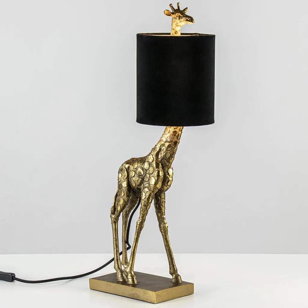 Straluma Light and Living tafellamp Giraffe klein antiek brons/velvet zwart> Tafellampen|Light and Living