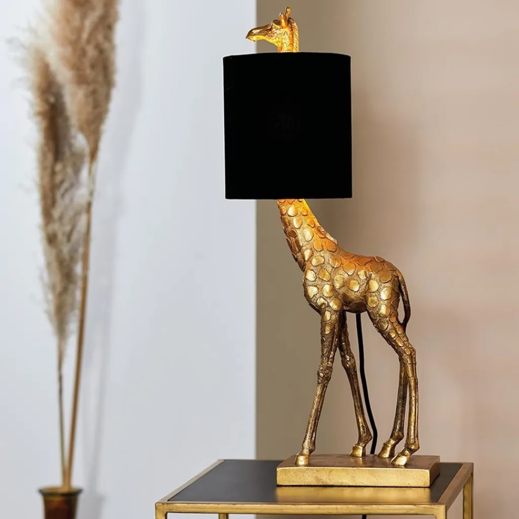 Straluma Light and Living tafellamp Giraffe klein antiek brons/velvet zwart> Tafellampen|Light and Living