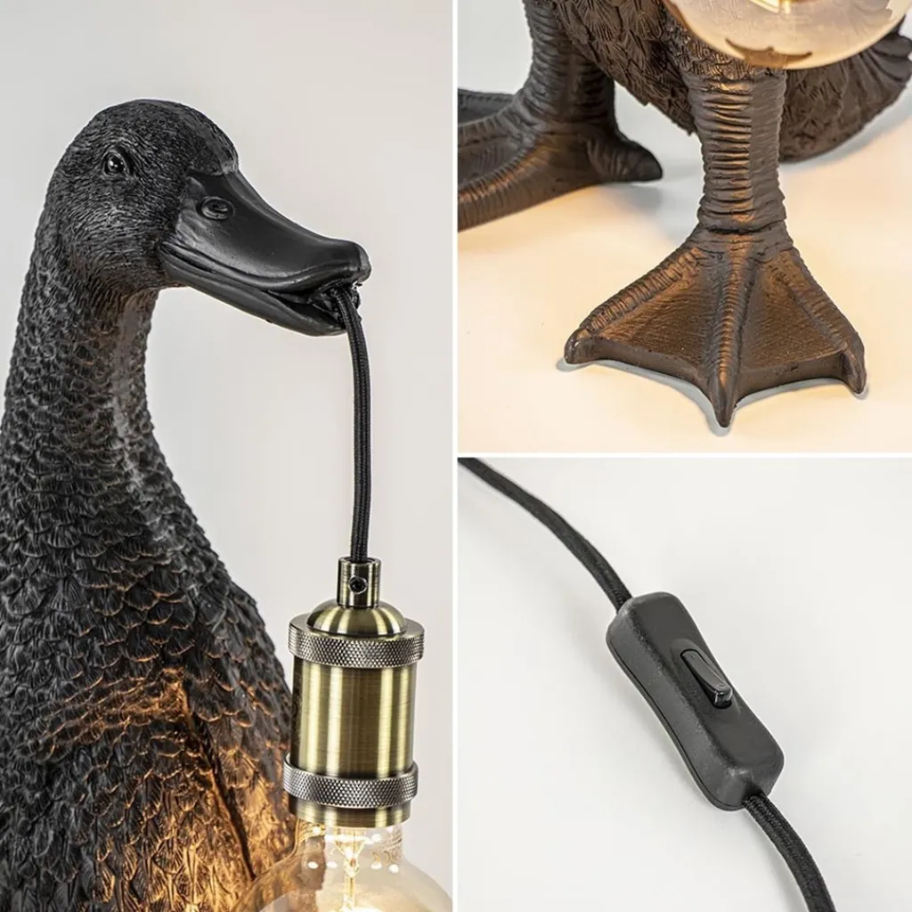 Straluma Light and Living tafellamp Duck mat zwart met brons> Light and Living|Woonkamerlampen