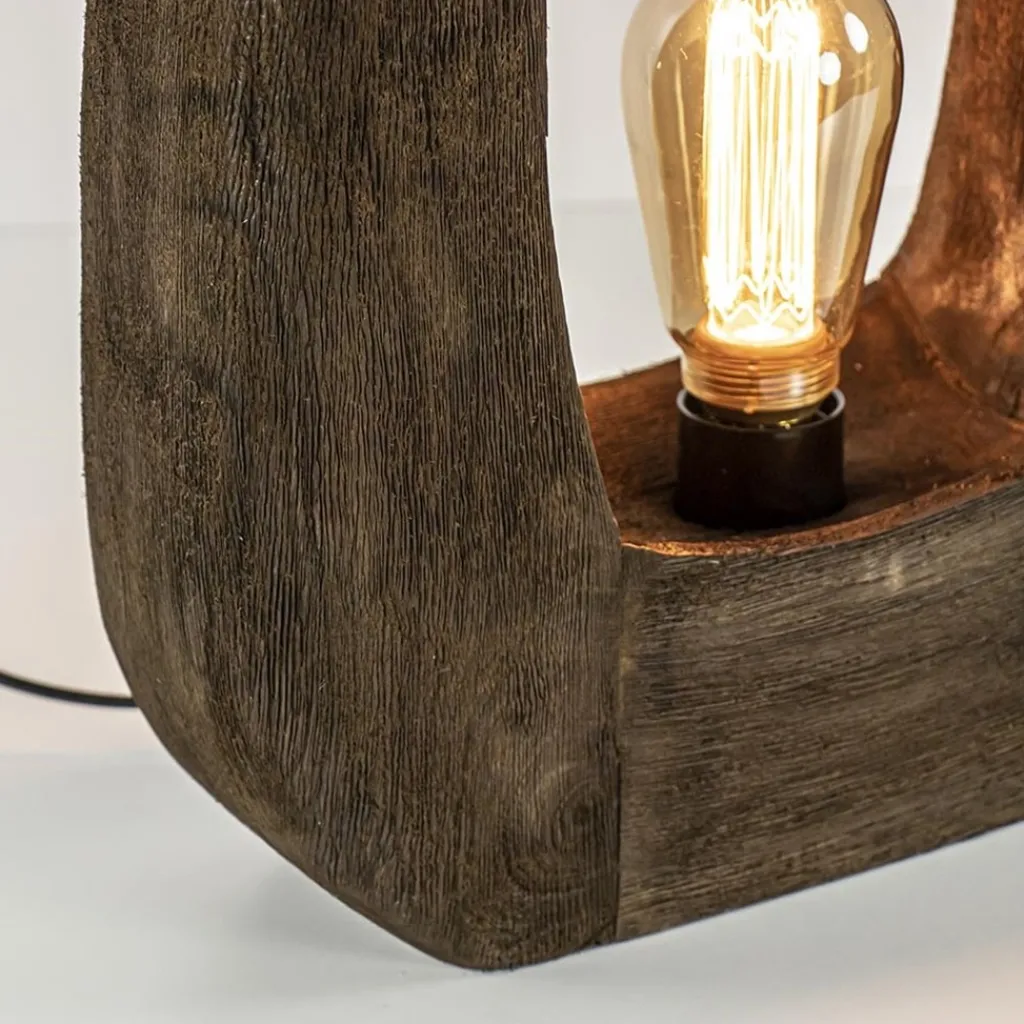 Straluma Light and Living tafellamp Kelafo hout chocolade bruin> Light and Living|Woonkamerlampen