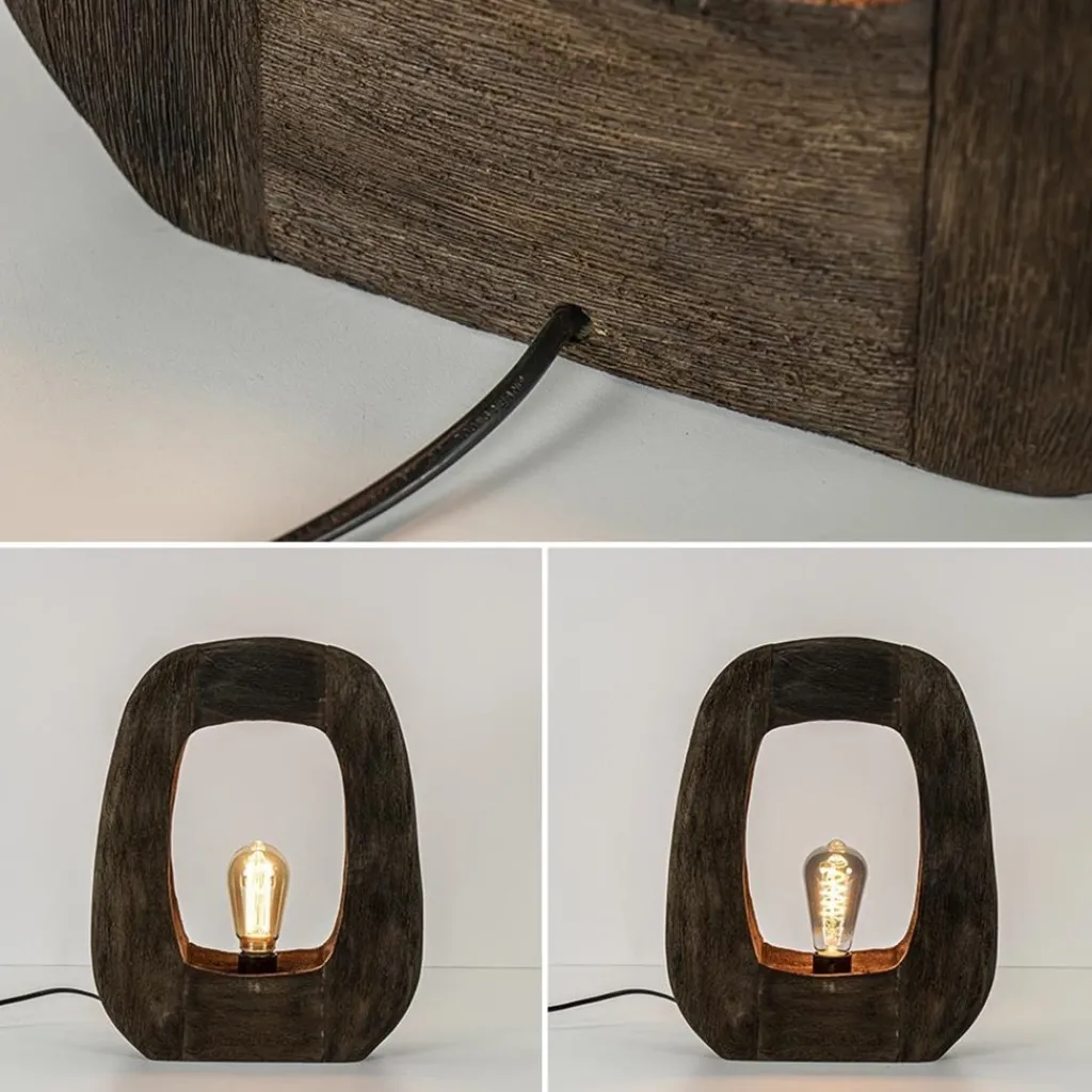 Straluma Light and Living tafellamp Kelafo hout chocolade bruin> Light and Living|Woonkamerlampen