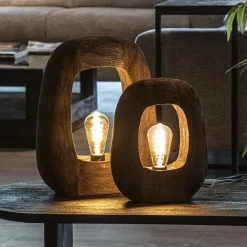 Straluma Light and Living tafellamp Kelafo hout chocolade bruin><noscript><img width=