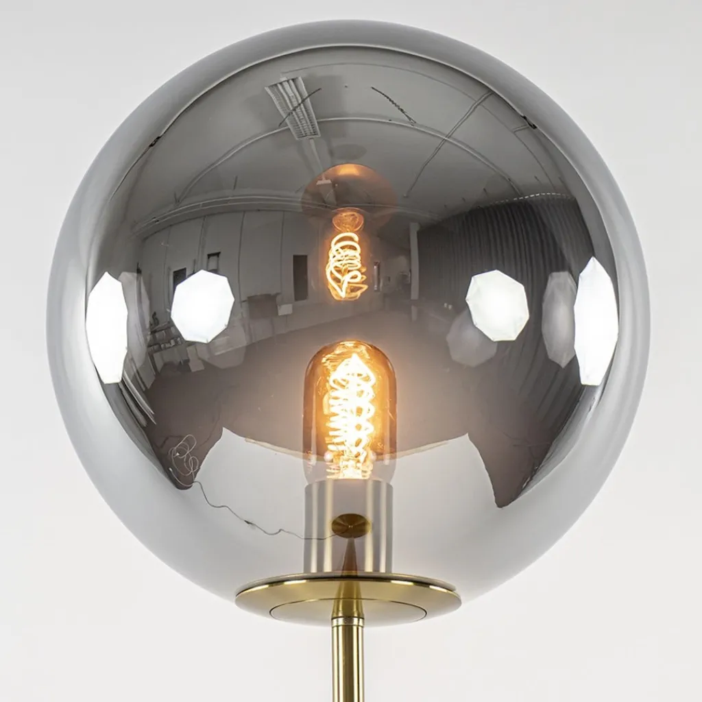 Straluma Light and Living vloerlamp Medina goud met smoke glas> Vloerlampen|Light and Living