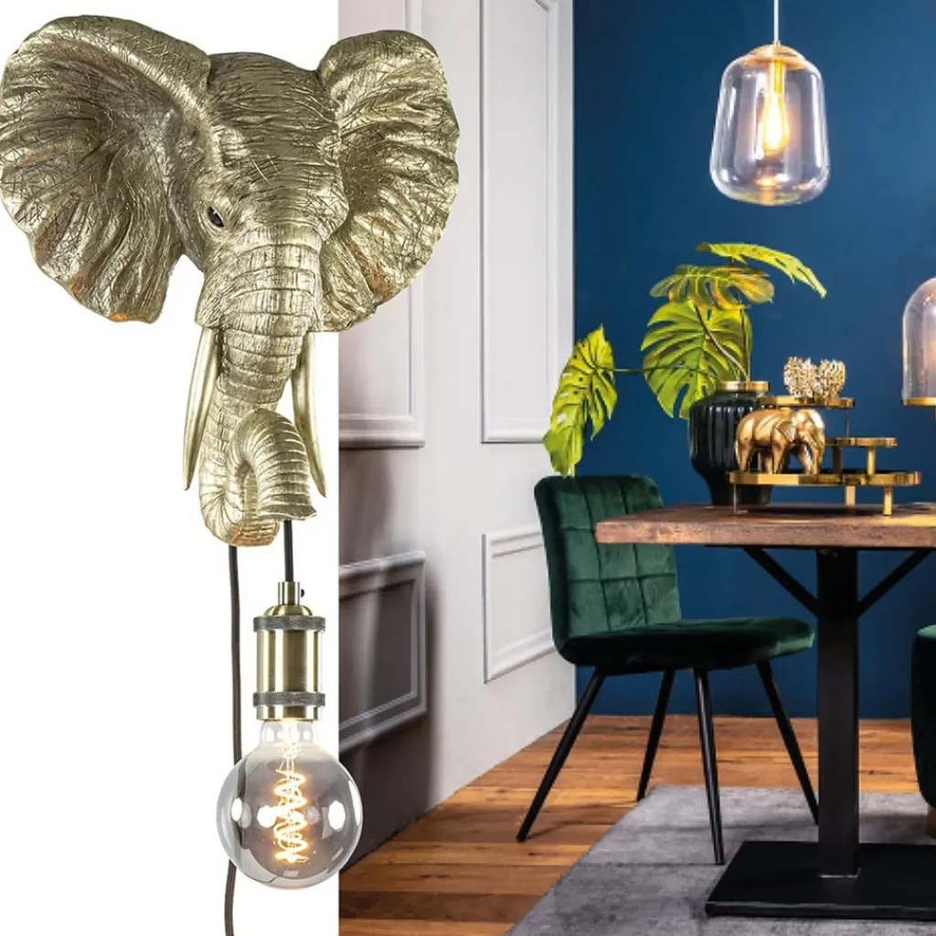 Straluma Light and Living wandlamp Elephant licht goud> Light and Living|Woonkamerlampen