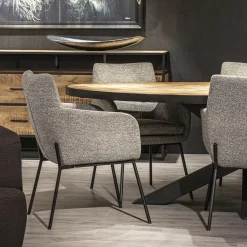 Straluma Luxe armstoel gemeleerde stof met zwarte poot><noscript><img width=