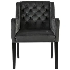 Straluma Luxe armstoel velvet mid grey met zwarte eiken poot> Eetkamerstoelen