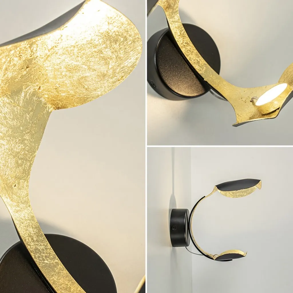 Straluma Luxe LED wandlamp zwart met goldleaf> Wandlampen|LED Wandlampen