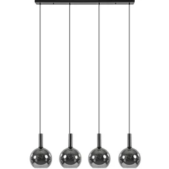 Straluma Luxe 4-lichts eettafelhanglamp met smoke glazen bollen> Eettafellampen|Pendel Lampen