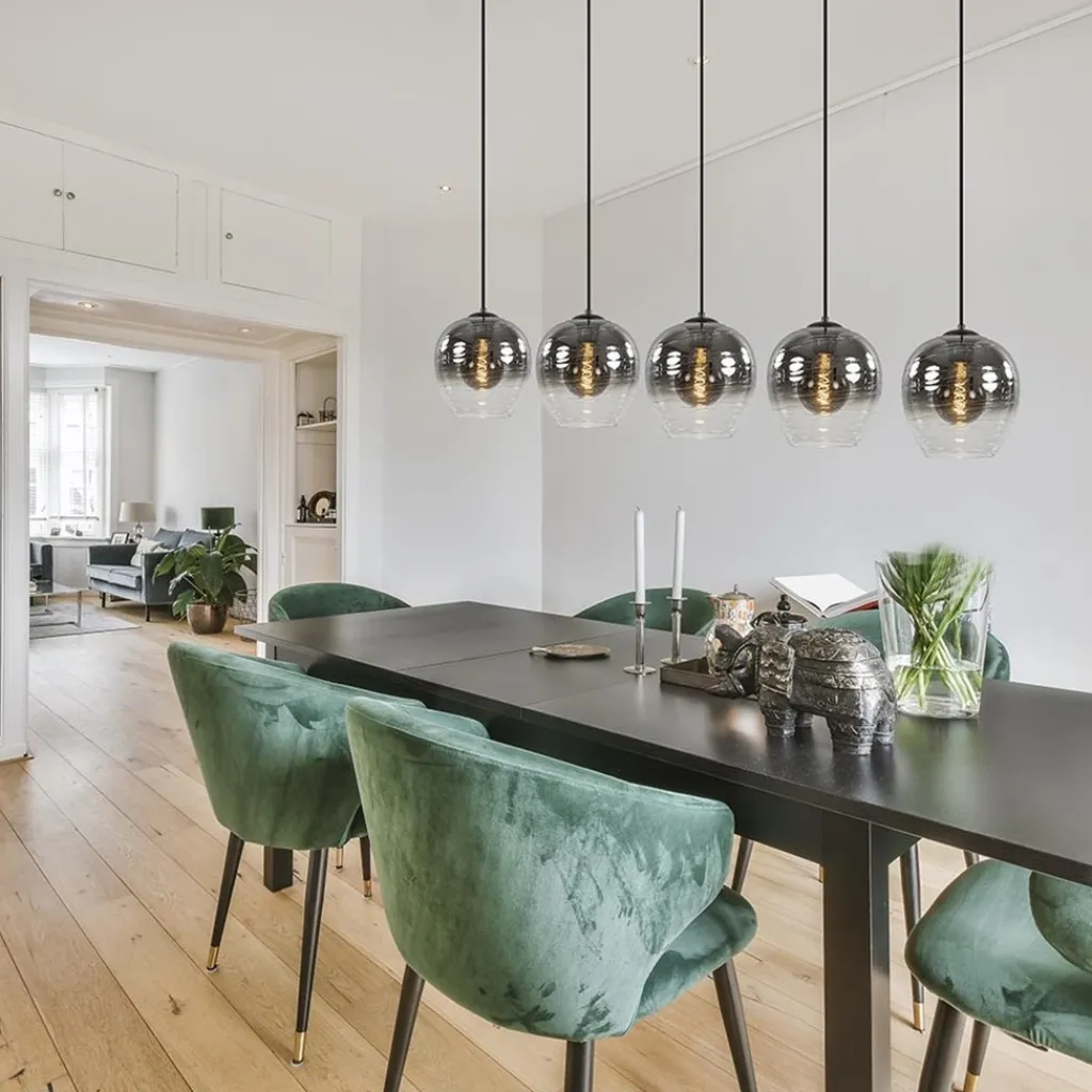 Straluma Luxe 5-lichts eettafelhanglamp smoke glas met verloop> Eettafellampen|Pendel Lampen