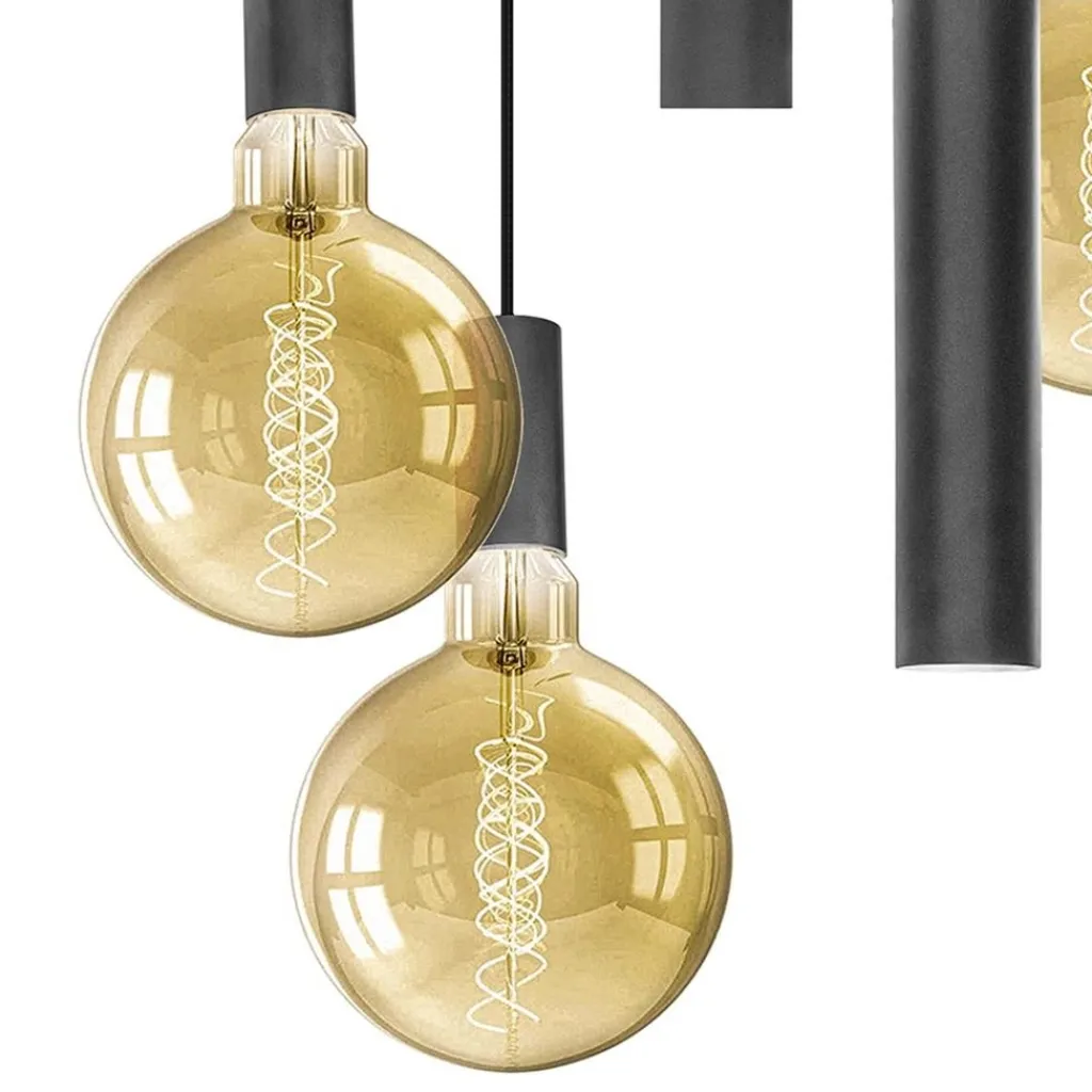 Straluma Luxe 5-lichts hanglamp mat zwart E27+GU10 rond> Eetkamerverlichting|Hanglampen