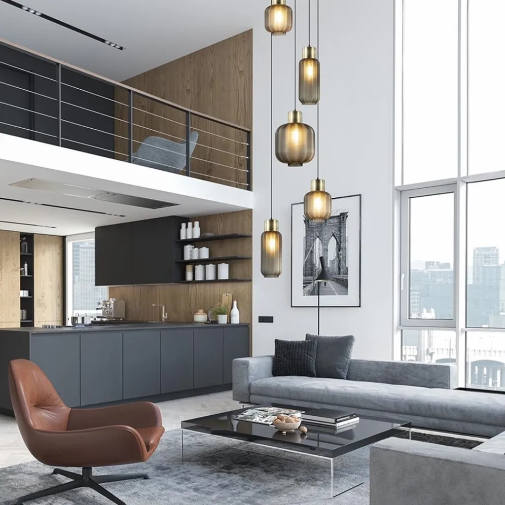 Straluma Luxe 5-lichts videlamp zwart/brass met mat zwart glas> Hanglampen|Videverlichting