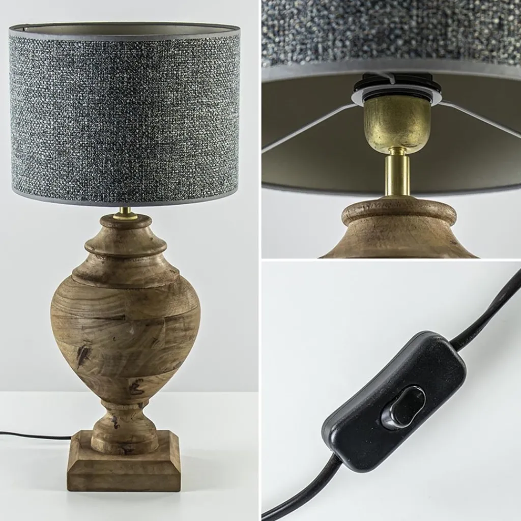 Straluma Massief houten lampvoet Milazzo met bronzen fitting> Tafellampen|Lampenvoeten