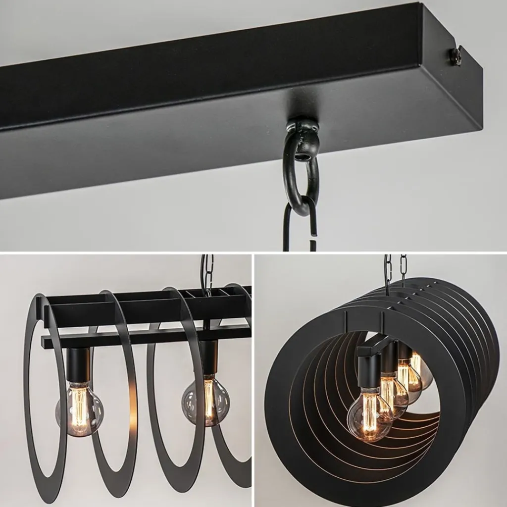 Straluma Mat zwart metalen hanglamp Rings> Eettafellampen|Keukenverlichting