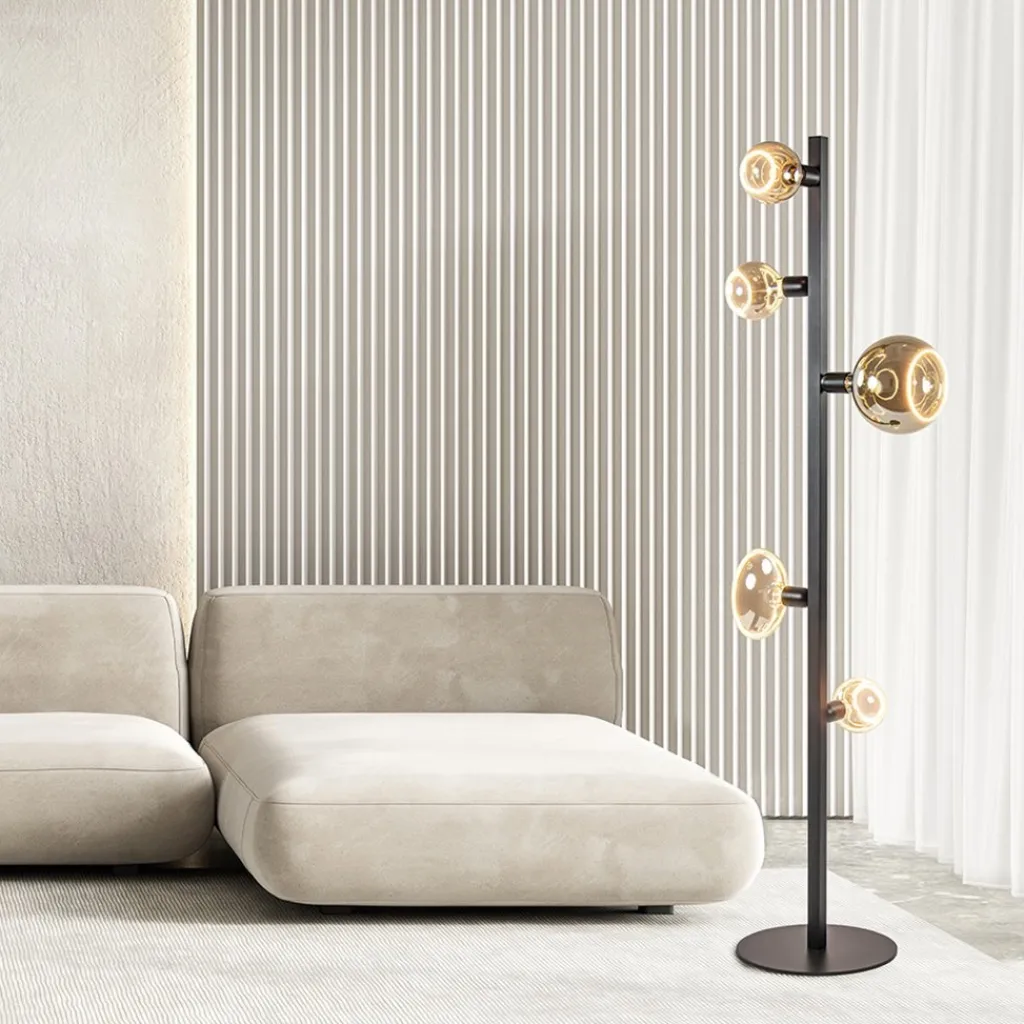 Straluma Mat zwart metalen vloerlamp met E27 fittingen> Vloerlampen|Design Verlichting