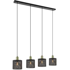 Straluma Mat zwarte eettafelhanglamp cilinder kappen met goud> Eettafellampen|Pendel Lampen