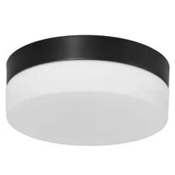 Straluma Mat zwarte LED plafondlamp met wit glas IP44 dimbaar> Plafondlampen|Plafonnières