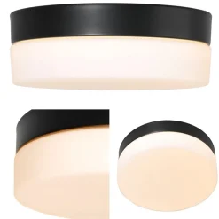 Straluma Mat zwarte LED plafondlamp met wit glas IP44 dimbaar><noscript><img width=