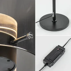 Straluma Mat zwarte LED vloerlamp met glazen kap helder/titanium><noscript><img width=