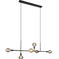 Straluma Mat zwarte 6-lichts hanglamp exclusief lichtbronnen> Eettafellampen|Eetkamerverlichting
