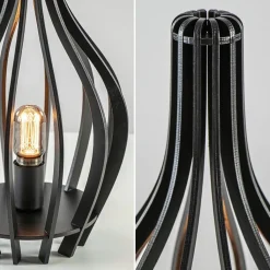 Straluma Mat zwarte tafellamp houten kegel><noscript><img width=