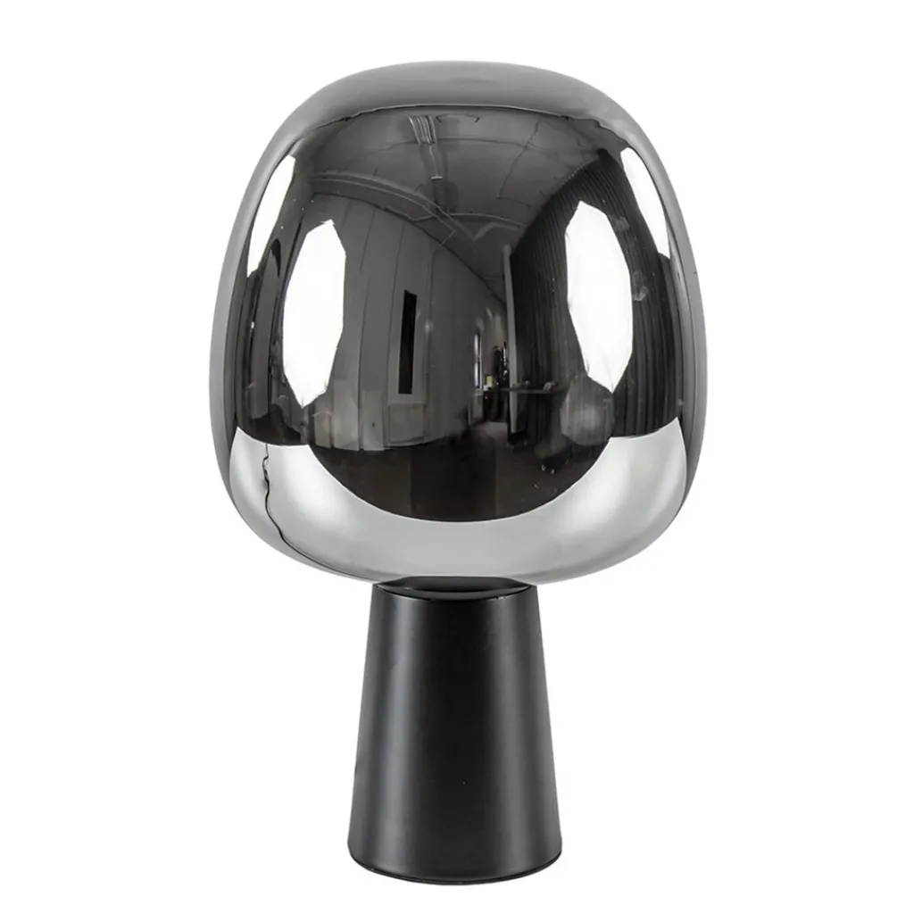 Straluma Mat zwarte tafellamp Mayson met smoke glazen kap> Tafellampen|Light and Living