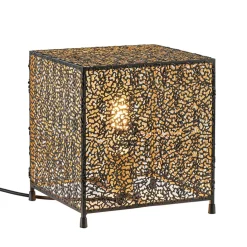 Straluma Mat zwarte tafellamp met goud vierkant> Tafellampen|Scandinavische Verlichting