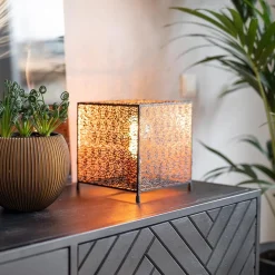 Straluma Mat zwarte tafellamp met goud vierkant><noscript><img width=